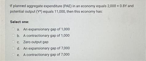 Solved If Planned Aggregate Expenditure Pae In An Economy Chegg