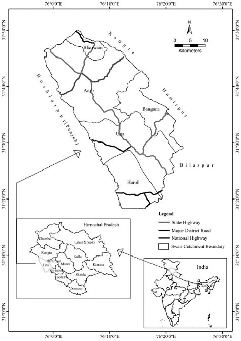 1 Location Of The Swan Catchment Una District Himachal Pradesh Download Scientific Diagram