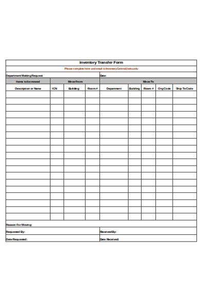 Free 7 Inventory Transfer Forms In Ms Word Pdf Excel