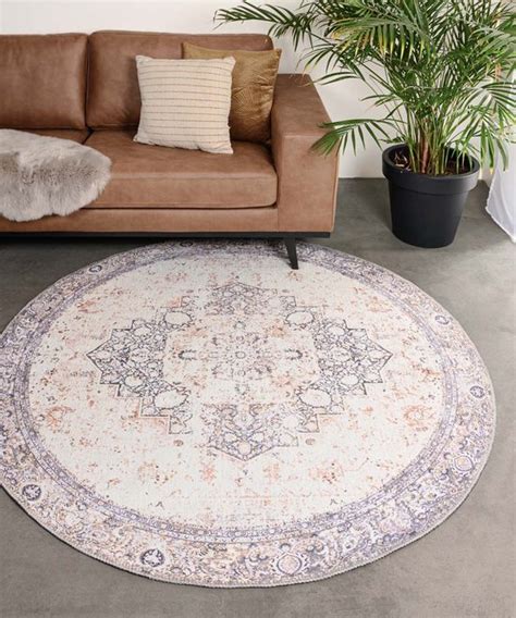 Rond Vintage Vloerkleed Fade No Grijs Cm Rond Bol