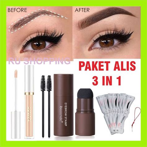 Jual Paket Alis In Lengkap Eyebrow Powder Stamp Cetakan Alis Tali