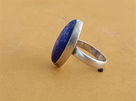 Anillo de plata lapislázuli anillo de forma de marquesa Etsy España