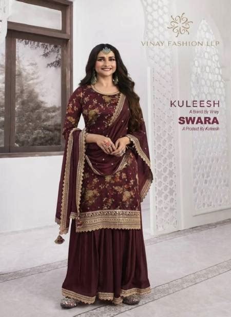 Vinay Kuleesh Swara Silk Embroidery Sharara Salwar Kameez Catalog The