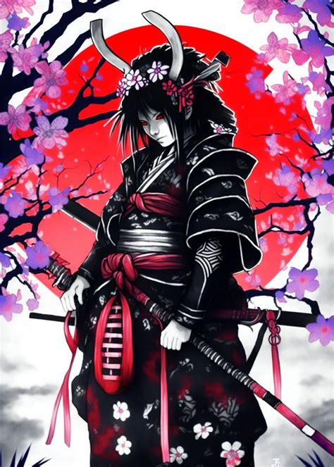 "Samurai Demon Cherry Blossom" Poster for Sale by Teebuya | Female ...