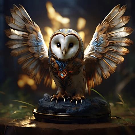 Premium Photo Hyperrealistic Barn Owl With Wind Elemental Essence