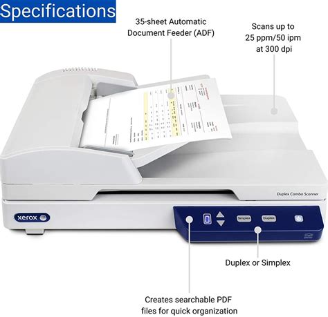 Xerox Xd Combo Duplex Combo Flatbed Document Scanner For Pc And Mac