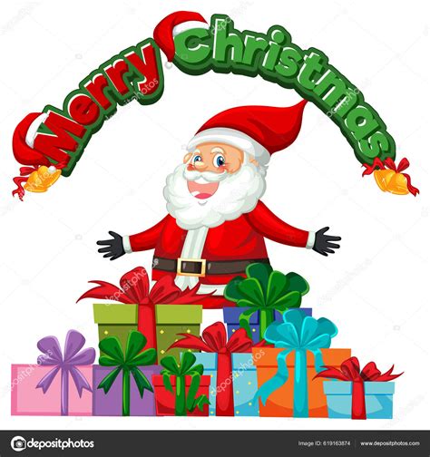 Merry Christmas Text Santa Claus Cartoon Character Illustration Stock