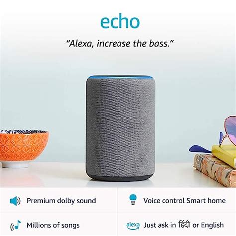 Amazon Echo Rd Gen Improved Sound Powered By Dolby Grey