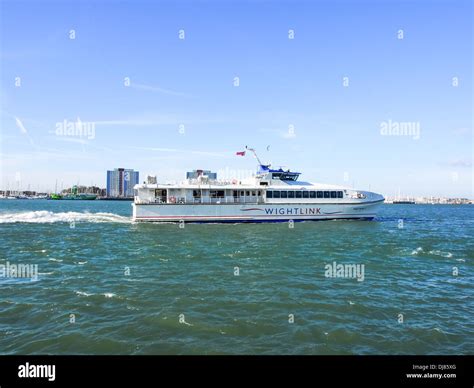 Wightlink Portsmouth To Ryde Isle Of Wight Passenger Catamaran Stock