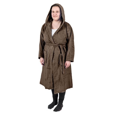 Chestnut Brown 100 Combed Egyptian Cotton Hooded Adults Unisex Bathrobe