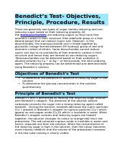 Benedict S Test Handout Docx Benedict S Test Objectives Principle