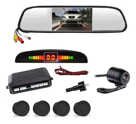 Kit Espelho Retrovisor Camera R Sensor Estacionamento Preto