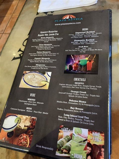 Menu At Plaza Azteca Restaurant Virginia Beach Haygood Rd