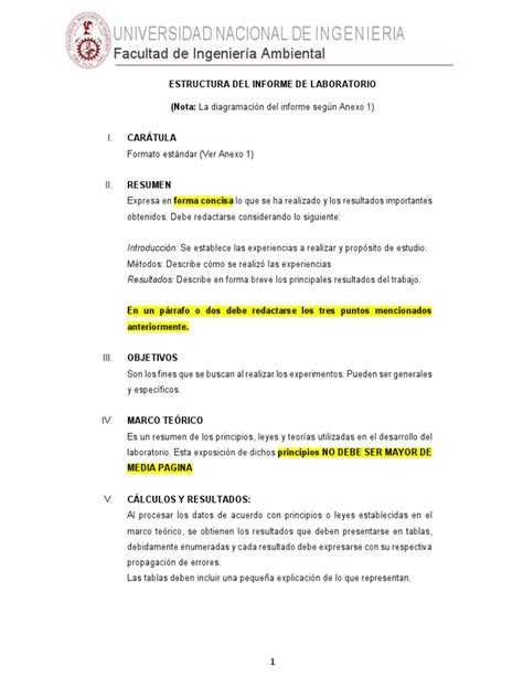 Estructura De Informe De Laboratorio Pdf Laboratorios Teoría