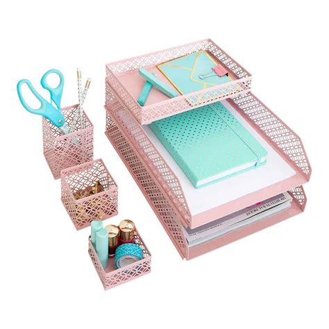 Home office desk organizer pink - Learn Along with Me