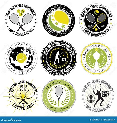 Set Of Great Tennis Logos Labels And Badges Editorial Photo Image