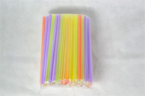 Popote Biodegradable Corto Boca Ancha Neon 100pzas Desechables