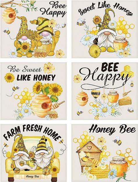 Honey Bee Summer Placemats 15 X 13 Inches Set Of 6 Spring