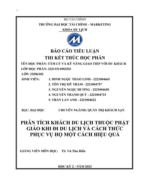 Tâm lý và kỹ năng giao tiếp với du khách i BỘ TÀI CHÍNH TRƯỜNG ĐẠI