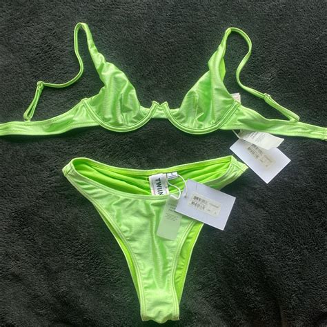 LIME GREEN TWIIN BIKINI NEVER WORN Underwire Depop