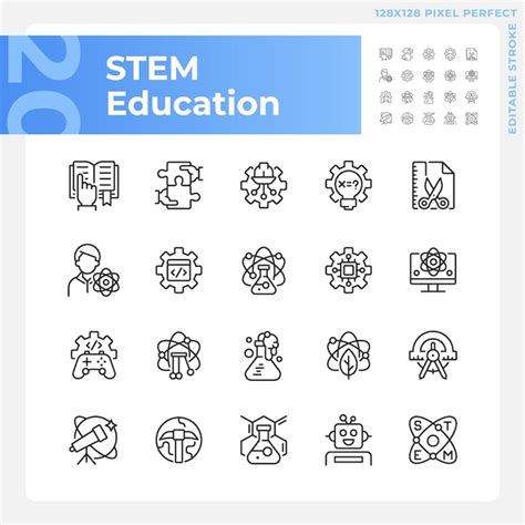 Conjunto De Iconos Lineales Perfectos De P Xeles De Educaci N Stem