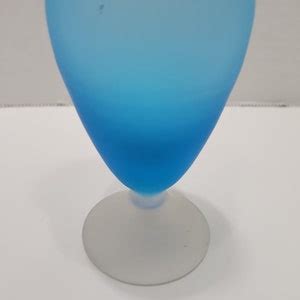 Vintage Blue Satin Glass Slender Bud Vase Made In Italy Etsy