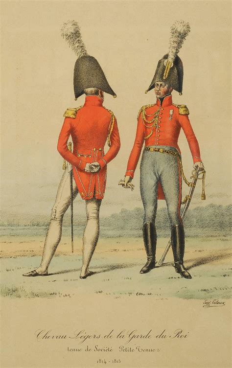 TITEUX EUGÈNE GRAVURE CHEVAU LÉGERS DE LA MAISON MILITAIRE DU ROI