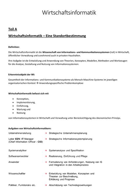 Wirtschaftsinformatik Zusammenfassung Ws Eine