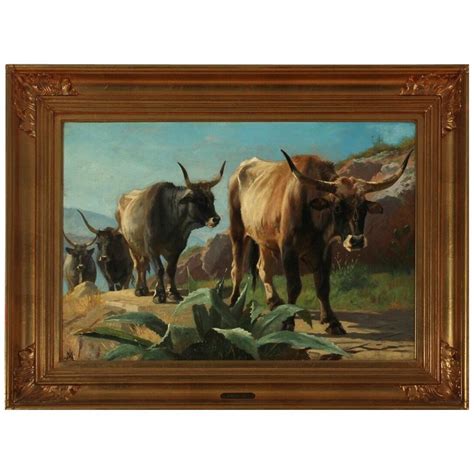 Danish 19th Century Painting Of Oxen By Adolf Mackeprang