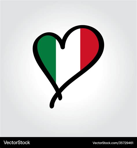 Italian flag heart-shaped hand drawn logo Vector Image