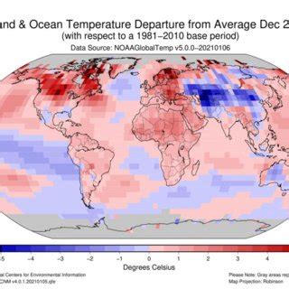 Blended Land And Sea Surface Temperature Anomalies As Of December