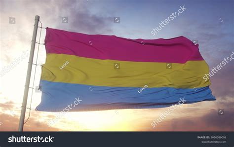 Pansexuality Pride Flag Waving Wind Sky Stock Illustration 2056089002