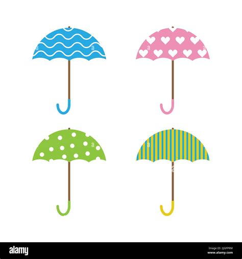 Set Of Colorful Umbrellas Vector Isolated On White Background Stock