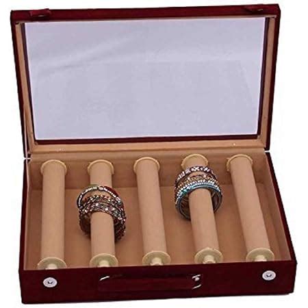 Kuber Industries Wooden Bangle Box For Woman 5 Rods Bangle Storage Box