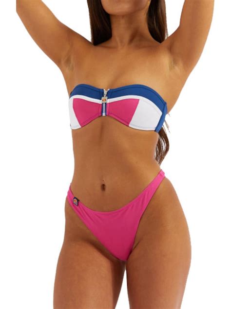 Ellesse Ignazio Sge Strapless Bikini Top Pink Blue Skroutz Gr