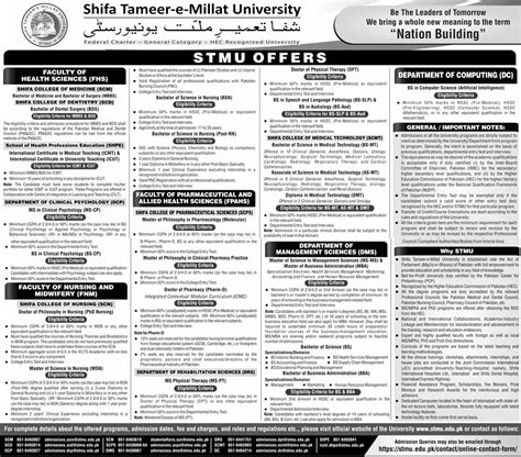 Shifa College of Medical Technology Islamabad Admission 2023