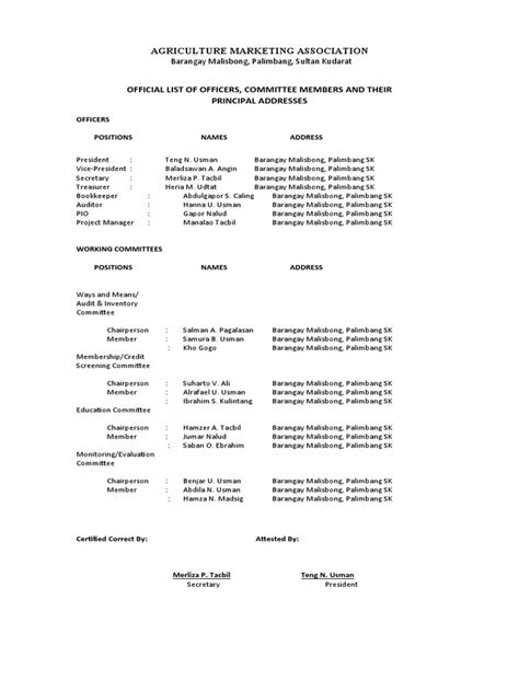 5 Official List of Officers and Committee Members | PDF | Accounting ...