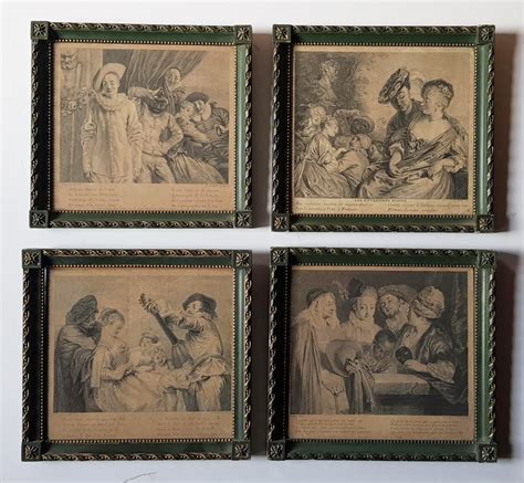 Proantic Set Of Four Framed Engravings From The 18th Century After An