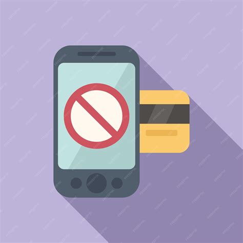 Icono de tarjeta de crédito de teléfono vector plano Error de pago