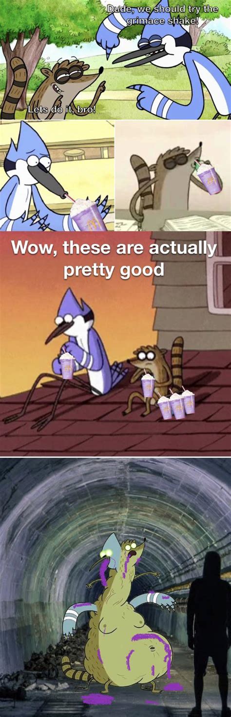 Mordecai & Rigby Try The Grimace Shake : r/regularshowmemes