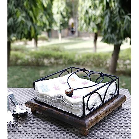 Buy Fabulo Wrought Iron And Wooden Napkin Holder For Dining Table