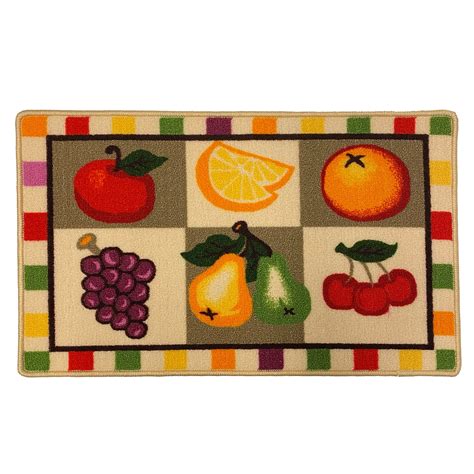 Fruit Market Printed Skid Resistant Decorative Kitchen Rug Multi