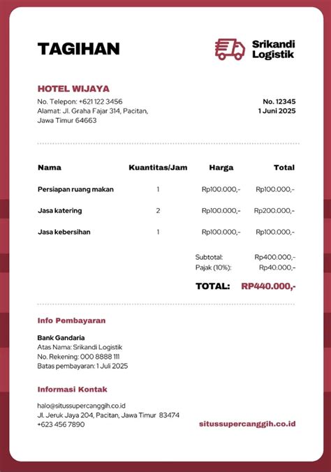 Contoh Invoice Hotel Serta Cara Membuatnya Yang Mudah