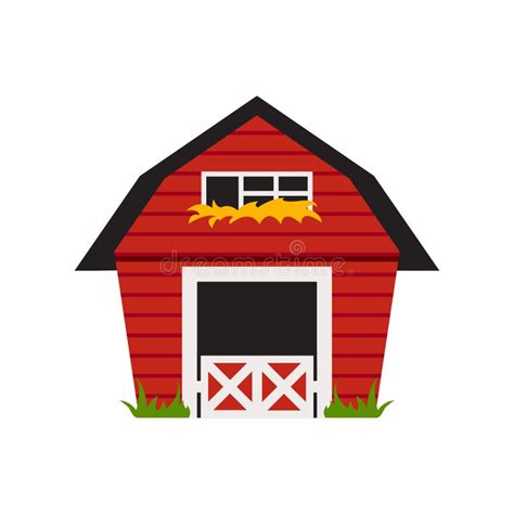 Illustration Of A Red Barn House On A White Background Stock Vector