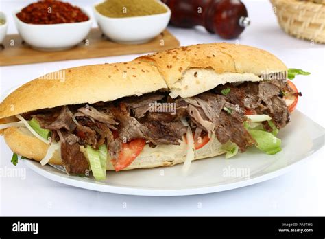 Chicken Shawarma Or Doner Kebab In Bread Sandwich Stock Photo Alamy A6C