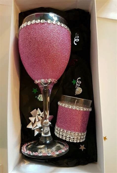 Rhinestone Embellished Wine Wine Glass Set Etsy Australia