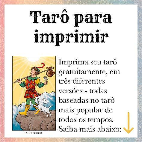 Novo tarot para imprimir Tarot Diário