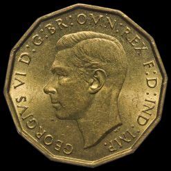 George Vi Brass Threepence Scarce A Unc