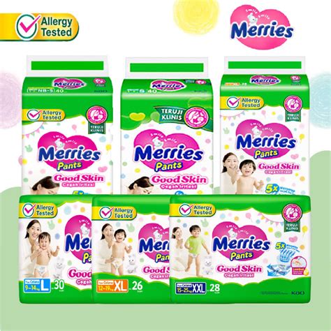 Merries Pants Good Skin M34 L30 XL26 XXL28 NBS40 Popok Bayi