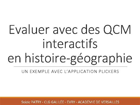 Evaluer Avec Des QCM Interactifs En Histoiregographie UN